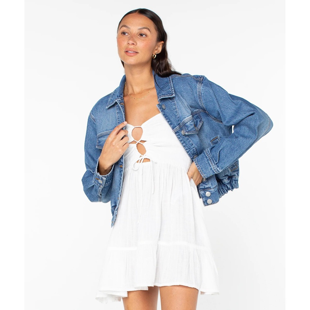 Roxy Up To‎ Putty Denim Jacket Worth Waiting Solid Small